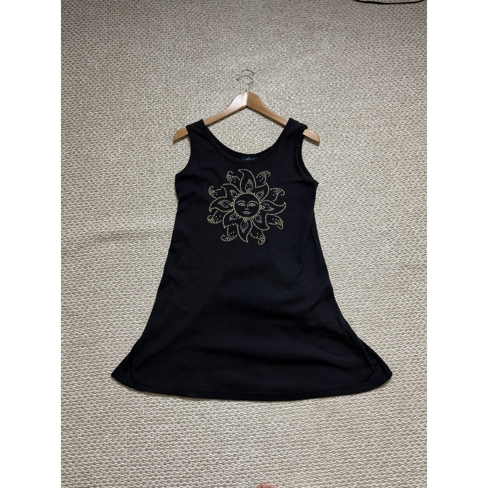 vintage celestial Y2K‎ 90's Tank Dress: Black Oversized Typhoons By Melissa S